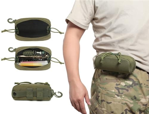 GMYIAK Strategic Hard Shell Glasses Case Portable Nylon Zippered Spectacle Cases for Bike Riding Hiking Belt Pouch Molle Pouches Travel Glasses Case with Belt Loop(Khaki) — view 4