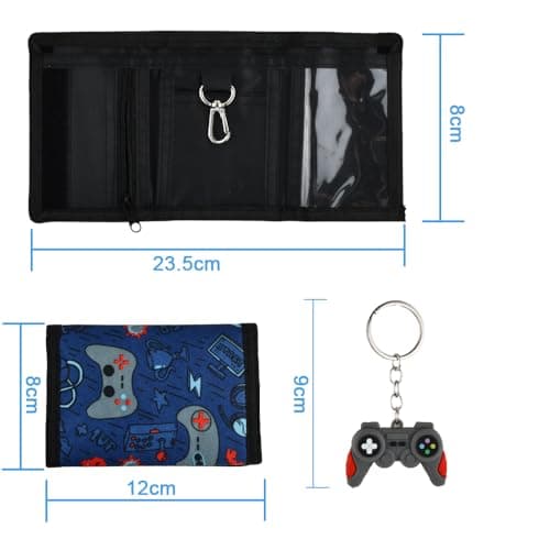 Solvio Boys Wallet, Tri-fold Kids Wallet for Boys Ages 4-16, Waterproof Canvas Children's Wallet with Zippered Coin Pocket, Detachable Lanyard, Ideal Gifts for School & Travel (Game Console Theme) — view 2