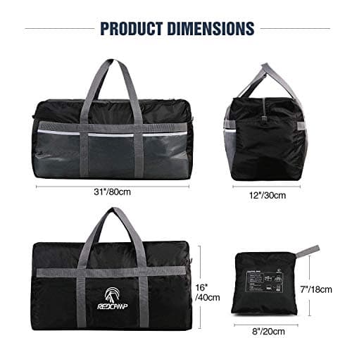 REDCAMP 96L Foldable Travel Duffel Bag, Lightweight Waterproof, Black — view 4