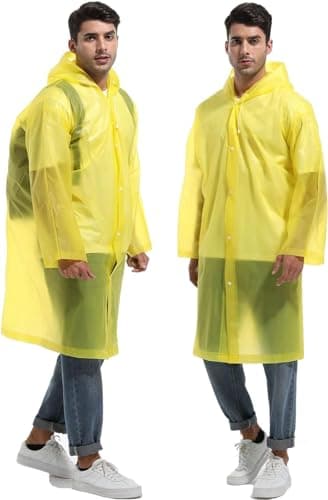 YANKUIRUI 2 Pack Rain Ponchos, Reusable Rain Coat EVA Portable Emergency with Hood for Camping, Disney, Hiking, Travel — view 5