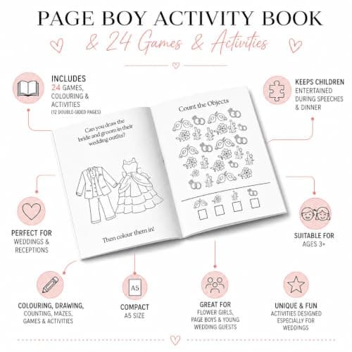 Hartscraft Page Boy Activity Book for Kids – A5 Wedding Colouring Book with 24 Games, Puzzles, Mazes, Word Search, Drawing & Fun Wedding Activities — view 6