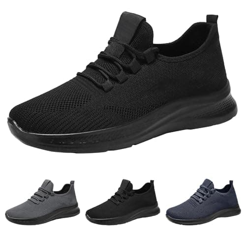Men's Trainers, Travel, Lightweight, Breathable, Black Men's Casual Shoes, Stretch Trainers, Soft Lightweight Casual Shoes, Comfortable Walking Shoes, Non-Slip Jogging Shoes, Flat Work Shoes, black, 7 — view 6