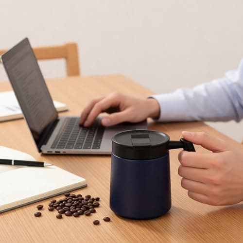 HZXYchen 500ml Thermal Mug with Handle, Stainless Steel Insulated Travel Cup, Leak-Proof Coffee Flask for Office, Car & Camping, Keeps Drinks Hot/Cold All Day (Navy Blue) — view 6