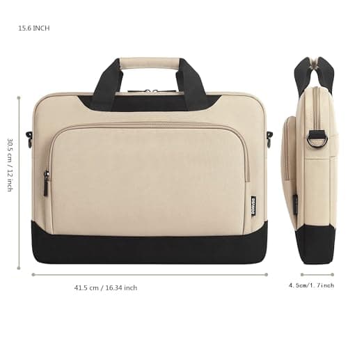 DOMISO 15-15.6 Inch Laptop Sleeve Business Briefcase Computer Case Compatible with Lenovo 15.6" Ideapad 330/16" MacBook Pro/HP EliteBook 850 G3/Envy x360 15/Latitude 3580/Acer Chromebook/Asus,Beige — view 6
