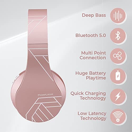 PowerLocus Bluetooth Headphones Over Ear, Wireless Headphones with Microphone, Foldable Headphone, Soft Memory Foam Earmuffs & Lightweight, Micro SD/TF, FM Radio for iPhone/Android/Tablet/PC/TV — view 2