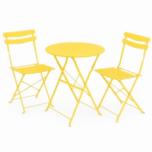 evergoods 3 Piece Gargen Table and Chairs Outdoor Folding Bistro Set