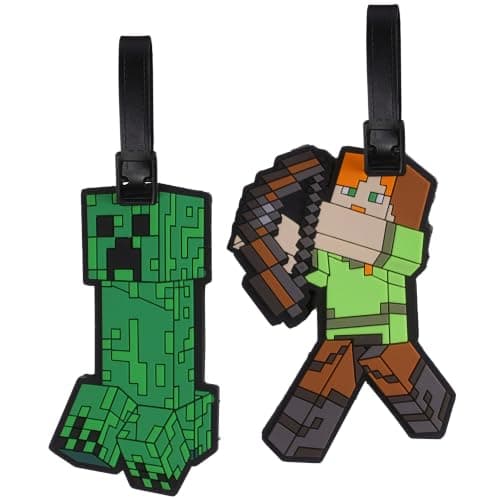 Minecraft Silicone Luggage Tags, Set of 2 for Bags, suitcases and Travel