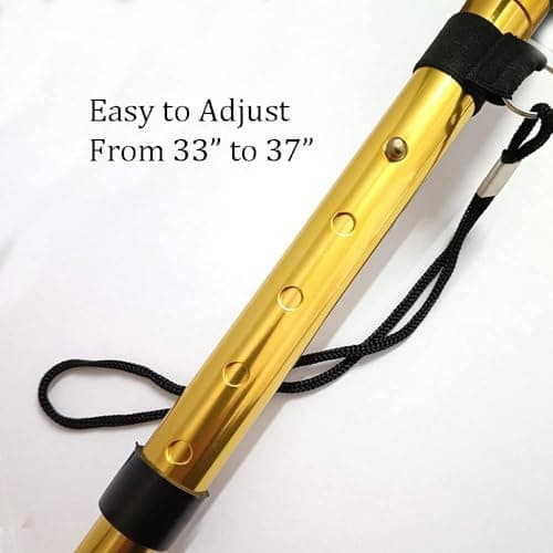 Walking Stick, Portable Collapsible Walking Stick and Mobility Aid Handy, Easily Adjustable Folding Travel Walking Cane for Women, Men & Disabled Flexible and Durable, 33-37 inches (Gold) — view 3