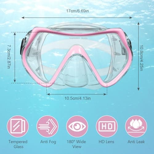 AOOSA Snorkel Mask, Men Women Tempered Glass Diving Mask — view 2