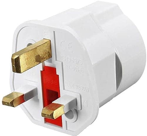 Shuko SCHUKO European 2 Pin to UK 3 Pin AC Mains UK Visitor Travel Power Plug Adaptor Converter WHITE - SINGLE — view 3
