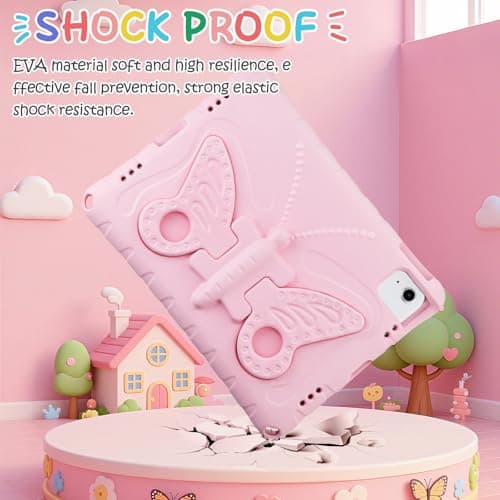 Aolcev Case for iPad (A16) 11th Generation 11 Inch 2025/iPad 10th Generation 10.9'' 2022 Kids Girl with Butterfly Wing Stand Shoulder Strap EVA Protective for iPad Pro 11 Inch 2024/ Air 6th Gen-Pink — view 4