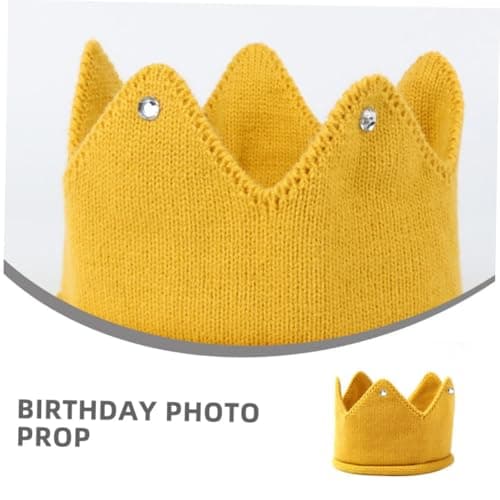 Healvian 2pcs Knitted Crown Hat for Baby Girls 1st Birthday Party Hat Acrylic Fabric Lightweight and Breathable for Toddlers and Travel — view 3