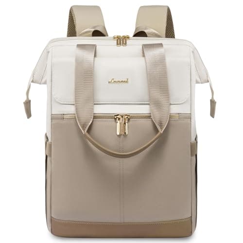 LOVEVOOK Backpack Womens, 15.6 inch Laptop Rucksack Bag for Ladies, Waterproof Daypacks for Office Teacher Nurse, Fashion School Bags with USB Port for Work University Travel Business, Beige Khaki