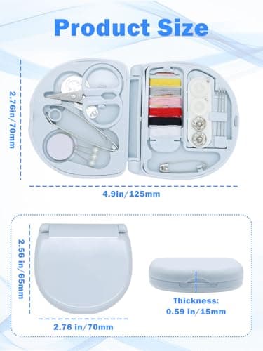 Mini Travel Sewing Kit,Small Size Emergency Sewing Kit with Buttons,Threads,Scissors,Needles Portable DIY Supplies Sewing Repair Kits with Plastic Box for Beginner(Blue) — view 2