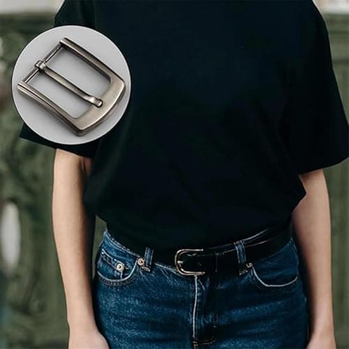 AXNKDH Square Belt Buckle, Zinc Alloy Polished Replacement Buckle, Silver Solid Metal Belt Fastener Fits 38-40mm Strap, Universal DIY Accessory for Men Women Belts, Handbag Straps and Leather Crafts — view 5