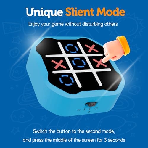 MASSRT 3-in-1 Electronic Tic Tac Toe Handheld Travel Game, Blue — view 3