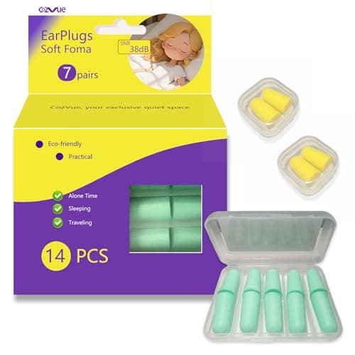 CozVue Ear Plugs, Ear Plugs for Sleep, 38dB Highest SNR, Noise Canceling Soft Foam Earplugs, 7 Pairs with Storage Case, for Study, Travel, Work, Commute & Side Sleepers,Mint Green