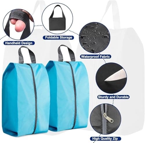 CJWLKJ 6Pcs Multi-Size Travel Shoe Bags Portable Travel Gifts Shoe Organizer with Zipper Closure, Waterproof Nylon Shoe Storage Organizer with Handle Travel Bags for Men and Women, Blue — view 3