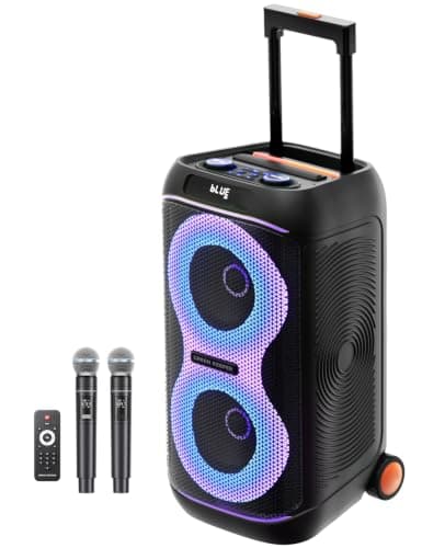 GKDT63 Karaoke Machine with 2 Rechargeable Microphones for Adults, 600W Peak Portable Bluetooth Party Speaker with Built-in Wheels & Pull Handle, TWS Pairing, LED Lights, PA System for Outdoor Parties