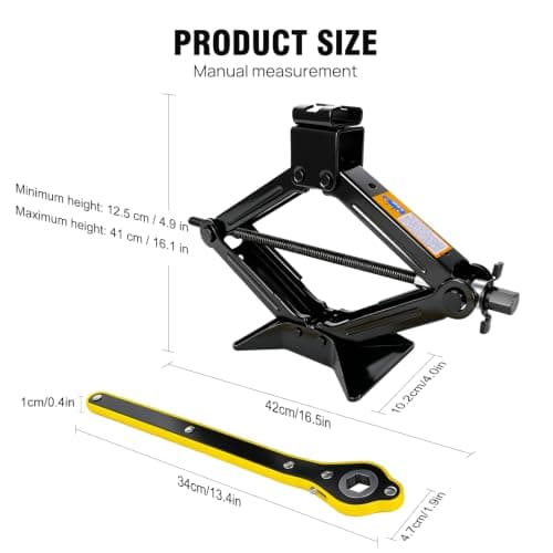 Labor-saving Car ScissorJack with Ratchet, 2Ton Heavy Duty Thickened Steel Scissor Jacks for Cars, Lifting Range:4.9“-16.1”, Universal Scissor Jack for Lifting Cars/SUV/Sedans Car Emergency Kit, Black — view 2