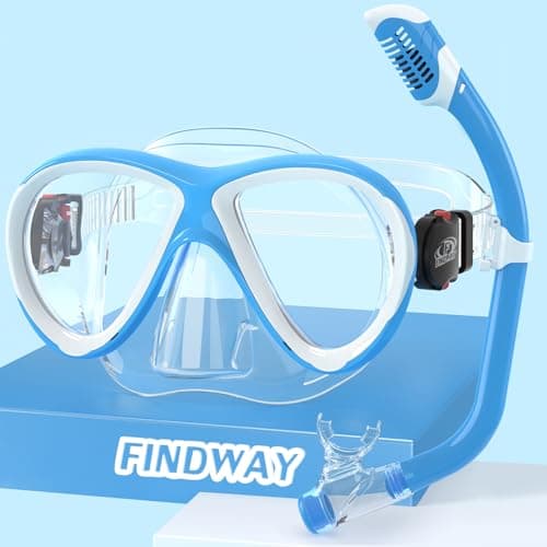 Findway Kids Snorkel Set, Children Swimming Goggles for Snorkelling, Snorkel Gear with Odourless TPU Breathing Tube for 4-16 Year Girls Boys