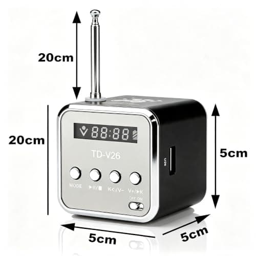 Mini Radio Bluetooth Speaker, Portable FM Radio, Outdoor Wireless Mini Speaker, Music Speaker, MP3 Player, Sound Station, USB, Line-In, Micro SD TF (Black) — view 6