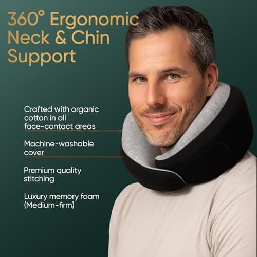 Proglobe Luxe Neck Support Pillow, Memory Foam, Organic Cotton, Charcoal — view 4