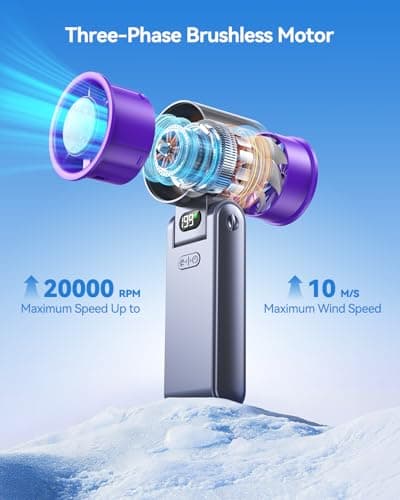 Fanseesy Portable Handheld Turbo Fan with Ice Cooler, 199 Speed Personal Fan,5500mAh Rechargeable,20H Cooling Time,20000 RPM Powerful Silent Motor, Summer Essential for Travel/Outdoor/Office,Grey — view 5