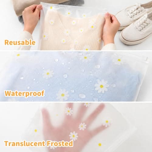 21 Pcs 3 Sizes Zip Lock Bags for Clothes, Reusable Frosted Storage Pouches — view 4