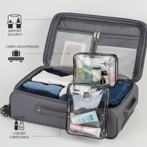 TSA Approved Clear Toiletry Bag 2 Pack - PVC Waterproof Travel Cosmetic Organizer, Airport Security Liquid Bags for Women & Men — view 4