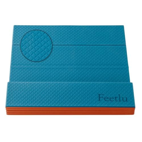 Feetlu Foldable Yoga Mat-1/4 Inch Thick Easy to Storage Travel Yoga Mat Foldable Lightweight for Fitness Exercise Mat for Yoga, Pilates, Home Workout & Floor Exercise(Teal/Orange), 1/4''x 24'' x 72''