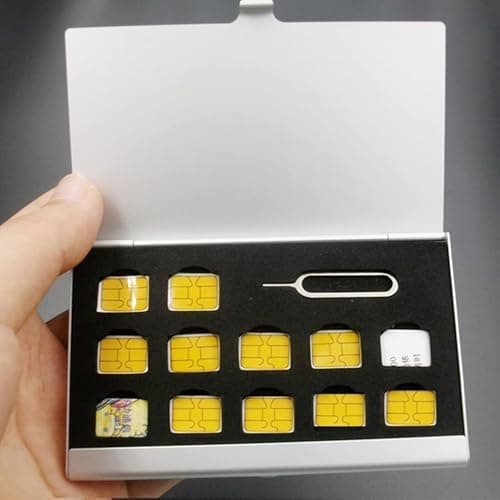 Laroal SIM Card Storage Box SD Card Holder Travel Case with 12 Slots for SIM and Memory Cards Silver Aluminum with Ejector Pin for Easy Card Organization — view 6