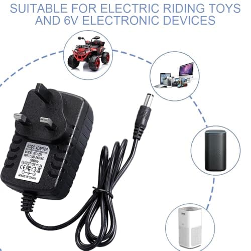 Azlanway 6V Battery Charger for Child Electric Car, 6Volt 1A Charger for Kids Ride on Toy Cars, Motorbikes and Quad Bikes, UK Plug, Power Adapter 100–240V — view 4