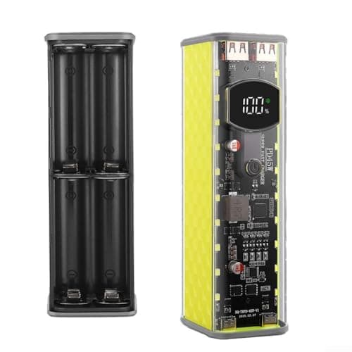 CWOQOCW 22 5W Power Bank Case Portable with Transparent Shell and Solder DIY Assembly, Compatible with Batteries and Features Multi Port Stable Output and Safety (yellow 22.5W) — view 2