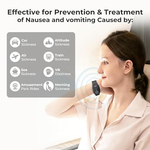 EmeTerm Explore Active FDA-Cleared Anti-Nausea Wristband Nickel-Free 5m Dive Ready Motion Sickness Relief Band Non-drowsy Drug-Free Rechargeable Fluoroelastomer Strap for Salt-Water Resistance — view 3