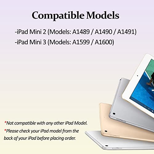 DV Case for iPad Mini 2 (A1489, A1490, A1491), iPad Mini 3 (A1599, A1600), 360 Degree Rotating Smart Magnetic Stand Case, PU Leather, Slim and Lightweight Cover (Grey) — view 4