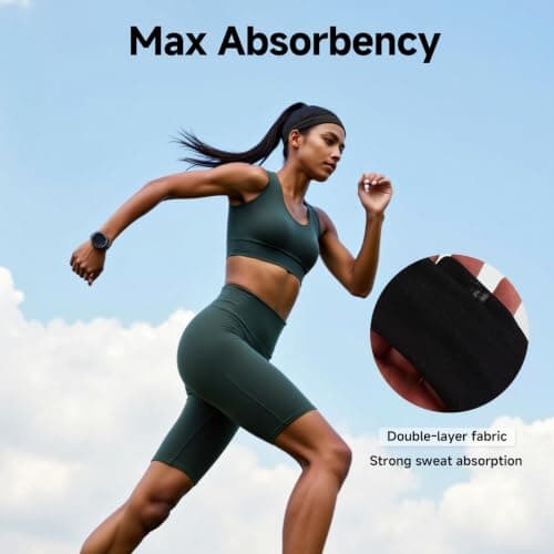 5cm Wide Black Headband & Elastic Non Slip Sport Headband for Women, 9 Pack — view 4