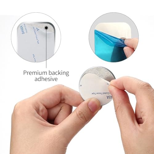 AJOXEL Metal Plate for Phone, [10 Pack] Replacement Mount Metal Plates Kits with Adhesive Universal for Magnetic Car Phone Holder Cradle Magnet Car Mount (4 Rectangular and 6 Round), Black+Silver — view 3