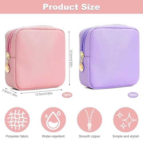 Small Makeup Bag, 2PCS Travel Toiletry Bag, Pink, Purple — view 2