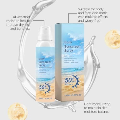 Reef Safe Sunscreen Spray,SPF 50+ Water Resistant Mineral Sunscreen Spray for Face Body, Lightweight Broad Spectrum UVA/UVB Protection, No White Cast — view 3