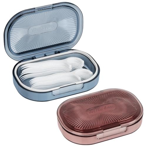 Adorila Travel Cotton Bud Case, 2 Pack (Pink/Blue)