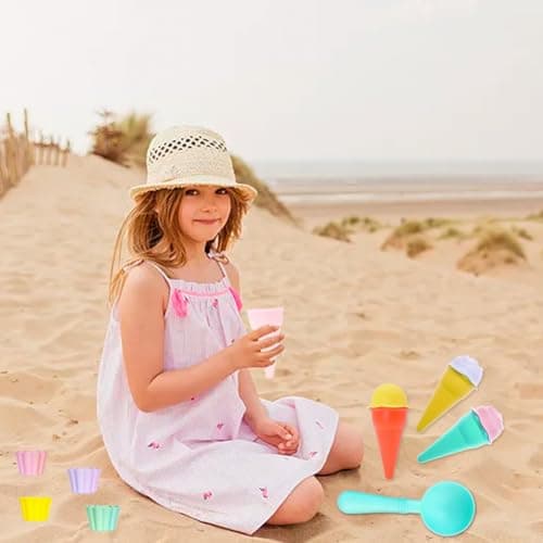 13 Piece Ice Cream Beach Set ,Sand Toys Beach Toys for Kids , Icecream Bath Toy, Kids Travel Toys -Ice Cream Mould Set With Cones Scoop And Tubs — view 6