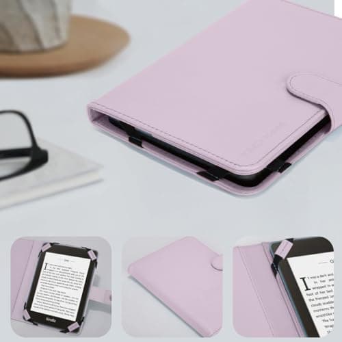 TECHGEAR LILAC PU Leather Folio Case Cover With Magnetic Clasp + Screen Protector for Amazon Kindle eReaders 12th - 4th Generation (2024-2011), Paperwhite & eReader with 6 inch Screen — view 4