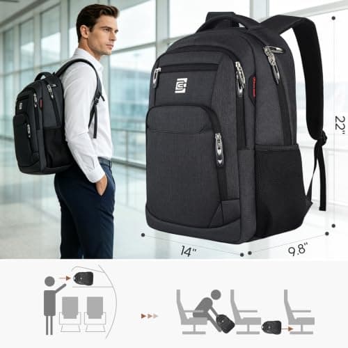 marcello 20 Inch Laptop Backpack for Men, Water Resistant Travel Rucksack — view 3