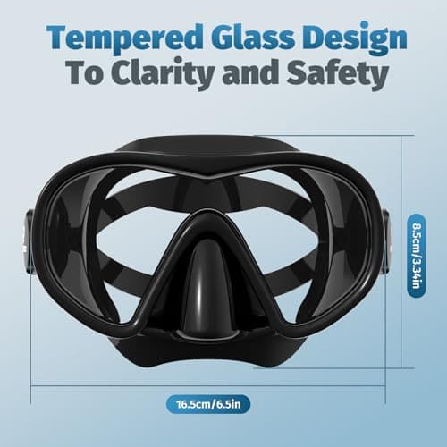 RIOROO Adult Snorkel Mask, Diving Goggles 180° Panoramic View, Anti-Fog, Tempered Glass Lenses, Diving Mask with Nose Cover for Adults and Youth. — view 4