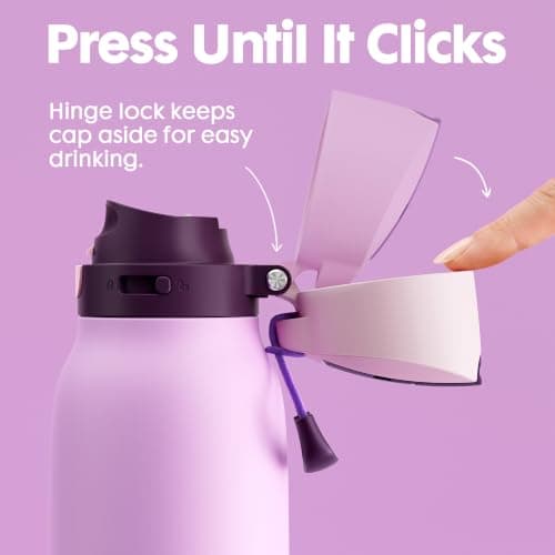Meoky 710ml Stainless Steel Slim Water Bottle: 2-in-1 Locking Lid, Lavender — view 6
