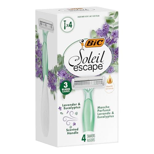 BIC Soleil Escape 3 Blade Womens Disposable Razor Pack of 4 with Lavender and Eucalyptus Scented Moisturizing Strip — view 6