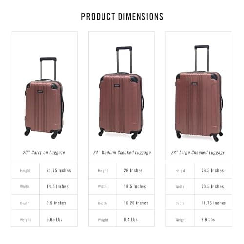 Kenneth Cole Reaction Out of Bounds Lightweight Hardshell 4-Wheel Spinner Luggage, Rose Gold, 24-Inch Checked, Out of Bounds — view 6