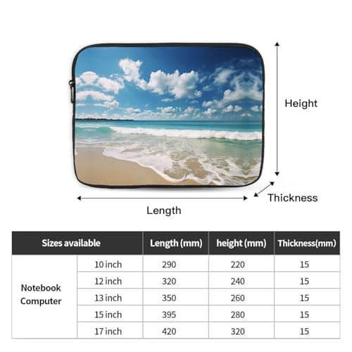 Laptop Sleeve Case 10 inch, Shockproof Protective Laptop Cover Beach White Clouds Briefcase Portable Carrying Computer Bag — view 4
