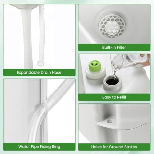 COSTWAY Portable Camping Sink, 17L Water Capacity Hand Wash Basin Stand with Towel Holder, Soap Dispenser and Rolling Wheels for Outdoor Events, Travel and Worksite (Without 24L Sewage Tank) — view 5